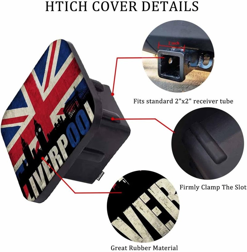 Beabes British Flag Car Towing Hitch Covers Grunge UK Flag Big Ben London Cityscape 2" Receiver Hitch Cover, Hitch Cover Protects Your Trailer Hitch Receiver from Dirt Water and Rust - Image 3